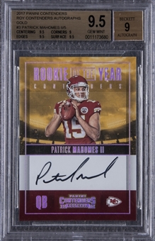 2017 Panini "ROY Contenders Autographs" Gold #3 Patrick Mahomes II Signed Rookie Card (#1/5) – BGS GEM MINT 9.5/BGS 9